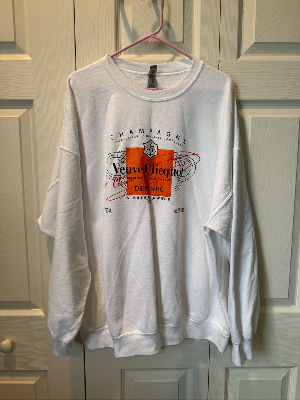 # 3X Veuve Clicquot White Logo Sweatshirt - Orange & Black Graphic
